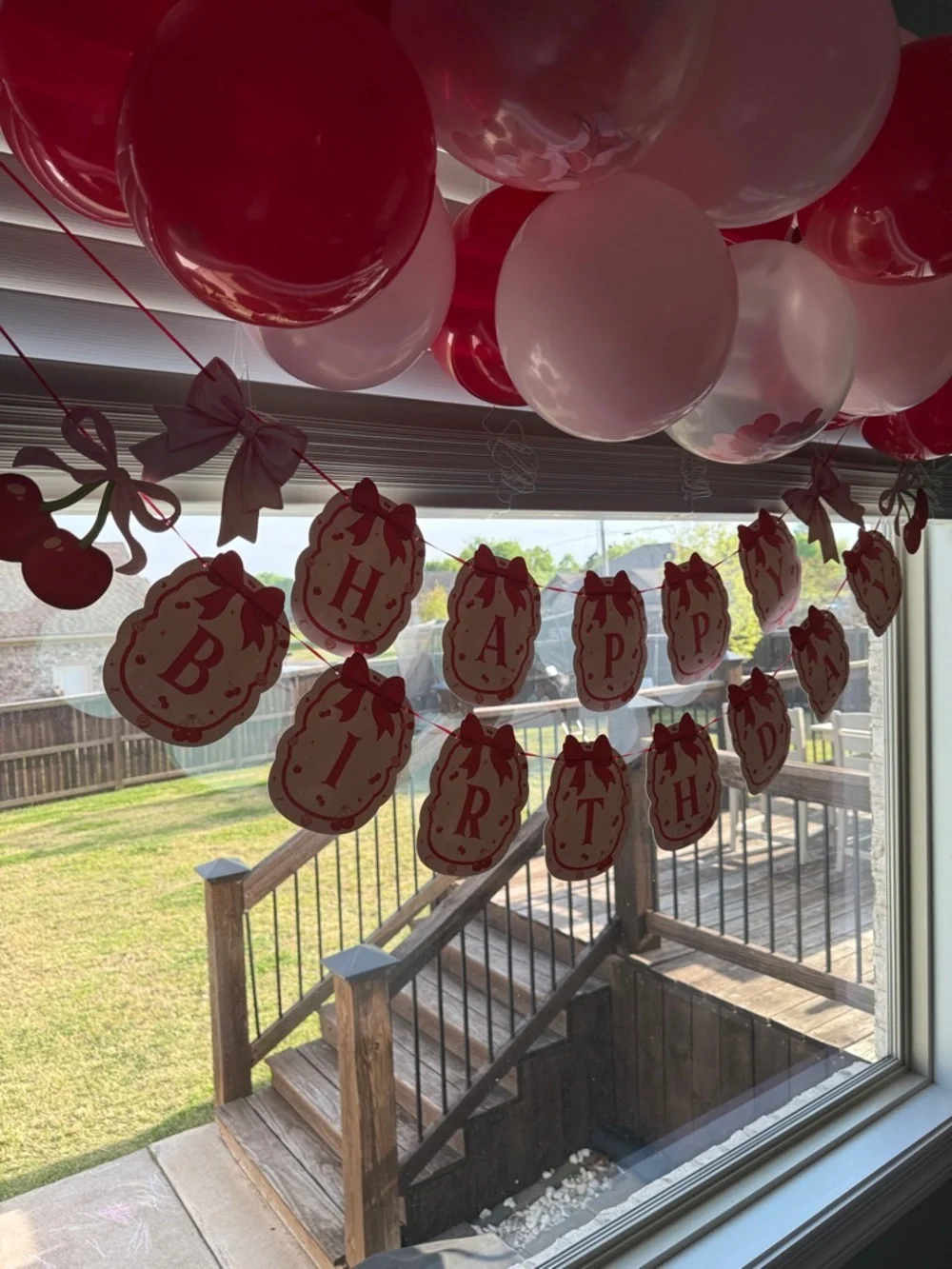 Red and Pink Happy Birthday Banner - Party Decoration